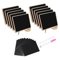 Mini Chalkboard Label Signs, 10 Pack Framed Easel Stand Wooden Blackboard for Buffet Food Signs, Wedding Place Cards