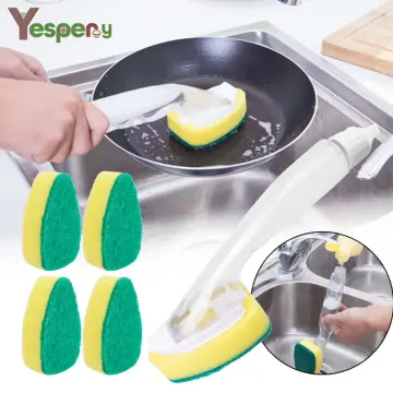 1Pcs Dish Washing Tool Soap Dispenser Handle Refillable Bowls Pans Cups  Cleaning Sponge Brush for Kitchen Clean Tools