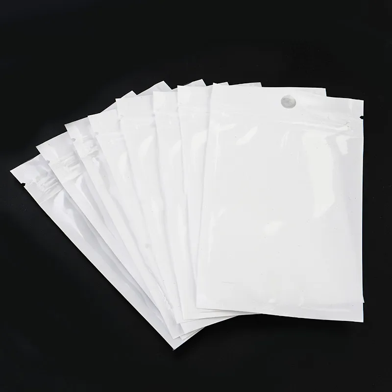 20-50pcs/lot White Clear Self Seal Zipper Plastic Retail Packaging Poly  Pouches Ziplock Zip Lock Bags Package With Hang Hole