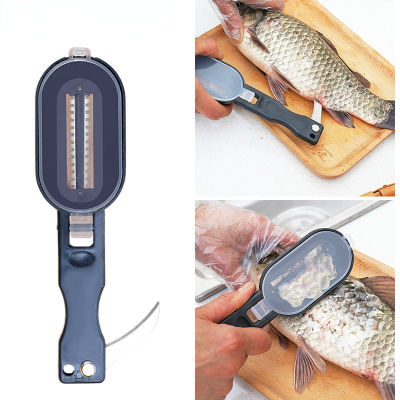 เครื่องขูดเกล็ดปลาแบบใช้มือถือพร้อมฝาปิดเครื่องมือปรับเกล็ดปลาได้ง่ายเครื่องมืออาหารทะเลในครัว