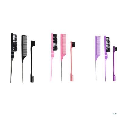 【CC】 3Pcs Hair Styling Combs Set Teasing Brushes Rat Tail for Back Brushing Combing Slicking