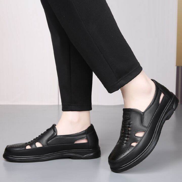 ขายดีที่สุด-ioztt2023-men-sandals-hollow-non-slip-soft-lighted-breathable-all-match-classic-wearable-fashion-leather