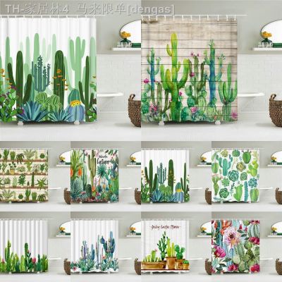 【CW】✔  Cactus Shower Curtains Polyester Fabric Curtain 180X180cm
