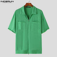 Medussa INCERUN เสื้อถักนิตติ้งอเนกประสงค์สำหรับผู้ชายเสื้อทึบแบบลำลอง (สไตล์เกาหลี)