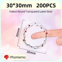 200Pcs Circle Round Transparent Pattern Self-Adhesive Label Paper for Phomemo M110/M220 Label Printer Thermal Sticker Paper Roll Exterior Mirrors