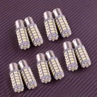 10Pcs 12V Cool White 1156 BA15S 1073 1093 1129 SMD LED Interior Brake Stop Light Bulb For Camper RV Trailer Motorcycle 3528 Chip Trailer Accessories