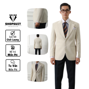 Vest NAM áo Blazer Vest Suit, màu Kem áo 2 lớp From Slim sang trọng lịch