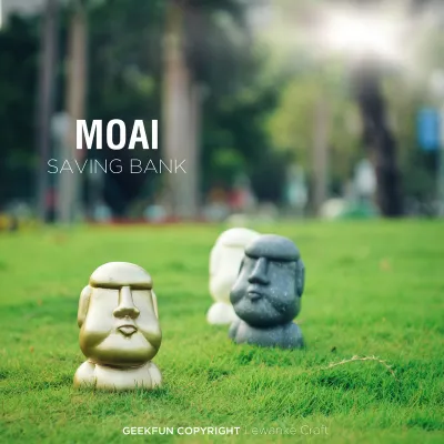 น่ารัก Emoji Moai Dudu กระปุกออมสิน รูปปั้นหินเหรียญกระปุกออมสินเครื่องประดับสร้างสรรค์ของขวัญเด็ก