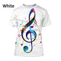 2023 New Mens Creative Musicnotes Pattern 3D Printing Harajuku Style Casual Round Neck Short-sleeved T-shirt Top 100-7XL