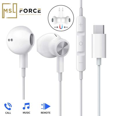 ZZOOI USB Type C Google Chip DAC Earphones Magnetic Sports Stereo Earbuds with Wired Control Microphone For XiaoMi Redmi Huawei Pixel