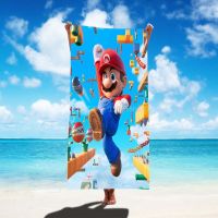 ♤ Super Mario Game Anime Children Bath Towel Cartoon Kids Baby Boys Absorbent Washcloth Shower Beach Towel Blanket Throws