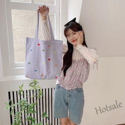 【hot sale】▦卍❁ C16 High-Density Heart-Shaped Embroidered Canvas Bag Female Literary Small Fresh Fashionable Simple Handbag Trendy Shoulder