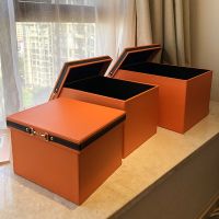 [COD] Covered leather storage box wardrobe finishing cloakroom thickened bedroom glove