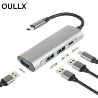 OULLX Type C Hub USB-C Docking Station USB3.0 1 To 4 HUB 4-Port Plitter OTG Aluminum Alloy For Macbook Huawei Notebook Adapter USB Hubs