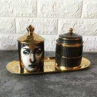 【YP】 Decore Face Candle Holder Jar Candelabra Storage Bin Crafts Decoration Jewerlly