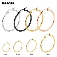 MadApe Pendientes Mujer Hoop Earrings Stainless Steel Gold/Silver Color Circle Basketball Earring For Women /Girl Jewelry