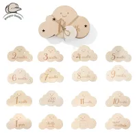 Baby Birth Wooden Cloud Milestone Commemorate Cards Toy Newborn Month Milestone Teether Baby Toddler Photography  Accessories Cleaning Tools