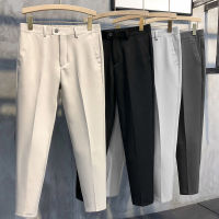 2022ฤดูร้อนใหม่กางเกง Chino ผู้ชายยืดผ้าฝ้ายสีดำสีเทา Slim ชุดกางเกงเกาหลีธุรกิจสบายๆกางเกงยืด Plus Size