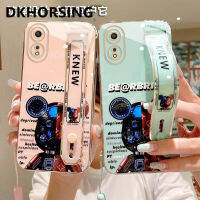 DKHORSING เคสโทรศัพท์ใหม่สำหรับ A98 OPPO A78 A77 A77S A57 A96 A76 A17 A17K A16K A16ลายหมีน่ารักชุบปลอกอ่อน OPPOA98 5กรัมพร้อมที่ถือสายรัดข้อมือ + สายคล้องมือ