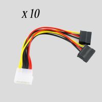 10ชิ้นซีเรียลเอทีเอซาตา4ขา Ide Molex ถึง2ใน15 Pin Hdd สายอะแดปเตอร์ทั่วโลก