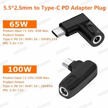 USB C/Type-C PD to 12V 15V 20V 5.5x2.5mm Converter Cable Power Cord for  Laptop