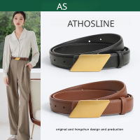 เข็มขัด Athosline สำหรับผู้หญิงเข็มขัดหนังแท้2.5ซม. เข็มขัดสีดำคลาสสิกสำหรับชุดยีนส์เครื่องประดับแฟชั่นพร้อมกล่องของขวัญ