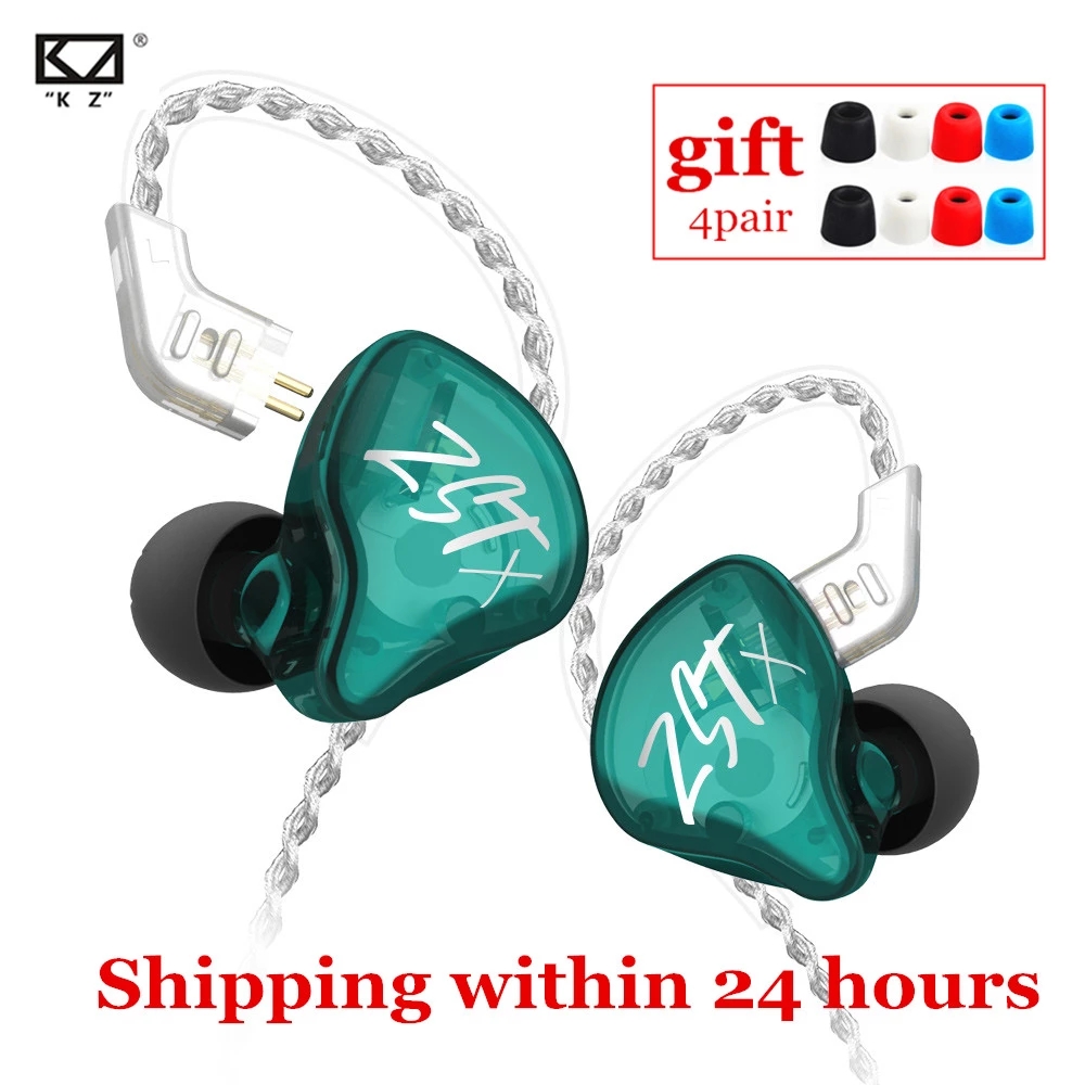 Cyan, NO Mic KZ ZSN Earphone with 1BA and 1DD KZ High Fidelity in Ear Earbuds High Resolution in Ear Monitor Headphone 0.75mm 2 pin Cable Noise Cancelling KZ Headphone 