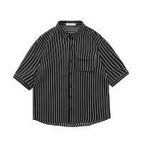 [COD] 2022 summer striped tooling short-sleeved mens five-quarter sleeve trendy oversized men