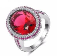 Luxury 925 Silver Stamp Crystal Ring Female Red Purple Filled Jewelry Woman Ring