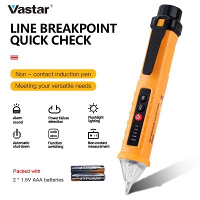 Vastar เซ็นเซอร์เครื่องตรวจจับโวลต์ปากกาทดสอบแรงดันไฟฟ้า Ac/dc 12-1000V แบบดิจิทัลพร้อม2ชิ้น1.5V Aaa