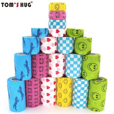 1 pcs Colorful Medical Therapy Elastic Bandage Printed Self Adhesive Wrap Tape 4.8m Sports Protector for Finger Joint Knee Pet