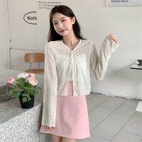 Theyourlooks  พร้อมส่ง Chiffon lace trim cardigan เสื้อคลุมแบบบาง