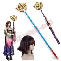 Games Final Fantasy X FFX You Na Toys Props Halloween Anime Role Play Yuna Hair Wigs Cap Gifts Cos Yuna Cosplay Weapons Costume