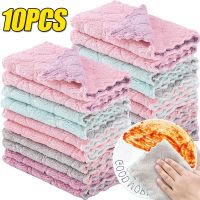 【DT】hot！ 10/1Pcs Double Sided Cleaning Cloth Absorbent Microfiber Towel Furniture Glass Dish Washing Wipe Kitchen Non Stick Oil Rag