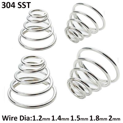 1/2/3/4/5Pcs 304 Stainless Steel Tower Spring Taper Wire Compression Springs Conical Cone Diameter1.2mm 1.4mm 1.5mm 1.8mm 2mm Electrical Connectors