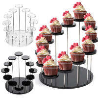 Multi-Layer Cupcake Stand อะคริลิคฉัตรเสิร์ฟรอบ Cupcake Tower สำหรับปาร์ตี้ขนมสำหรับตกแต่งเครื่องประดับ Cupcake Stand And Towers ขาตั้งเค้กแสดง Cupcake Holder