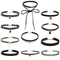 11 สไตล์ Goth กำมะหยี่สีดำ Choker สร้อยคอสไตล์โกธิคเชือกผู้หญิงคอตกแต่ง Choker เครื่องประดับคอสำหรับสาว-Gamekj