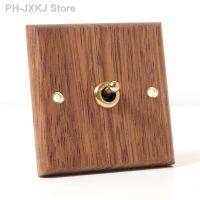 Retro 86 Type Wall Light Toggle Switch Solid Wood Panel Brass Lever Switch EU Socket