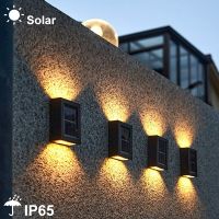 1816PCS LED Solar Wall Lamp Outdoor Waterproof Up and Down Lighting Garden Decoration Solar Lights Stairs Fence Sunlight Lamp