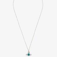 Westwood Vivian Xiaohongshu same style Petulla water blue-green rhinestone Saturn necklace [flat version] light luxury womens clavicle chain