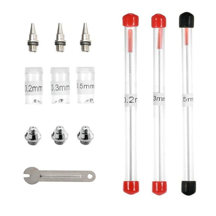 auto-stuffs-0-2-0-5mm-airbrush-nozzle-airbrush-needle-nozzle-cap-สำหรับ-airbrush-spray-gun