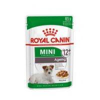 พลาดไม่ได้ โปรโมชั่นส่งฟรี [85gx12ซอง] Royal Canin Mini Ageing 12+ In Gravy อาหารเปียกสำหรับสุนัขโตพันธุ์เล็ก อายุมากกว่า 12 ปี