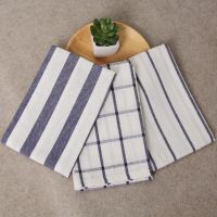 40x60cm Classic Mediterranean Grid Stripe Table Napkins Dinner Mat Cotton Wedding Dessert Tea Towel Kitchen Dishcloth Placemats