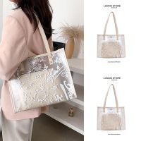 This years popular large bag womens 2023 new trendy large-capacity net red transparent one-shoulder jelly bag 【BYUE】