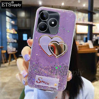 เคสมือถือสำหรับ Realme C51 ฝาหลังกากเพชรนุ่มใสเป็นรักกระจกแต่งหน้าดาวดวงจันทร์ฝาหลัง เคส Realme C51