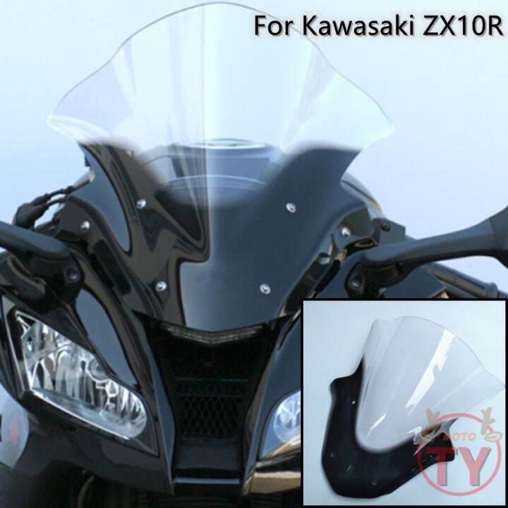 สำหรับ-kawasaki-zx10r-zx-10r-2011-2012-2013-2014-2015กระจกรถจักรยานยนต์กระจกบังลมกระจกหน้ารถสีดำและสีใส