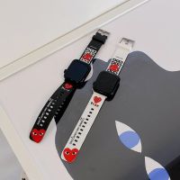 [HOT CHALIUIUILILXWE 607] สายการ์ตูนสำหรับสายคาด Apple Watch 44มม. 40มม. สายรัดข้อมือซิลิโคนพิมพ์ลาย IWatch Series 7 6 SE 5 4 3อุปกรณ์เสริม45มม.