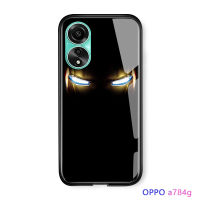 GGK สำหรับ OPPO A78 4G Marvl เคสโทรศัพท์ GGK สำหรับเด็กผู้ชายซูเปอร์ฮีโร่สำหรับผู้ชาย Ironman Captain อเมริกาเคสหลังกระจกนิรภัยกันกระแทกฝาปิดซิลิโคนนุ่มเคสมีขอบ