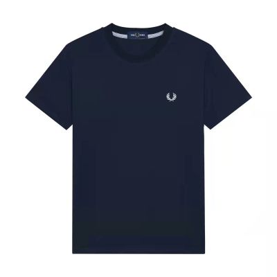 FRED PERRY ผ้าฝ้ายแท้สำหรับผู้ชาย T เสื้อเชิ้ตแฟชั่นลำลองคอกลมแขนสั้นใส่สบายระบายอากาศได้ดี