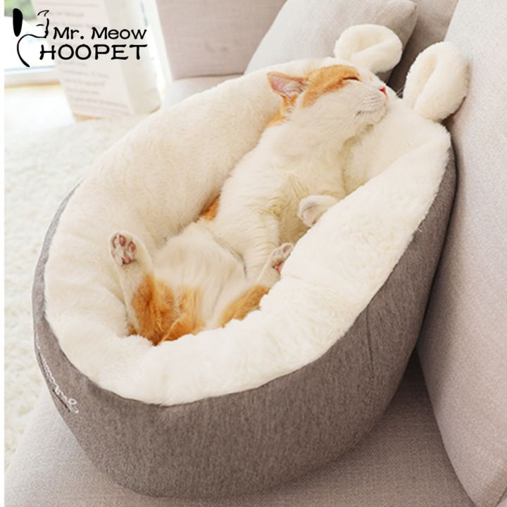 hoopet-ตะกร้าให้ความอบอุ่นสำหรับแมวคอกเตียงบ้านแมวสำหรับสุนัขและสุนัขบ้านสุนัขที่นอนตุ๊กตาบ้านสะดวกสบาย